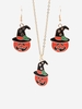 Halloween Pumpkin Drop Earrings and Pendant Necklace Set