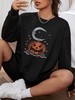 Halloween Pumpkin Moon Print Pullover Sweatshirt Xl Black