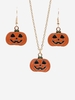Halloween Pumpkin Pendant Necklace Earrings Set