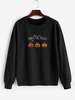Halloween Pumpkin Trick or Treat Print Sweatshirt M Black