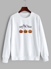 Halloween Pumpkin Trick or Treat Print Sweatshirt M White