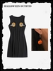 Halloween Rib-knit Pumpkin Skeleton Graphic Slinky Dress with Drop Earrings Black