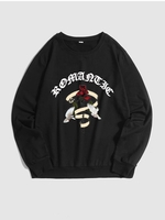 Halloween ROMANTIC Rose Pattern Pullover Sweatshirt L Black