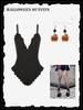 Halloween Ruffle Hem Bodysuit and Skulls Fishnet Tights with Drop Earrings Black