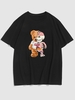 Halloween Skeleton Bear Print Drop Shoulder T Shirt 2xl Black