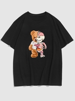 Halloween Skeleton Bear Print Drop Shoulder T Shirt 2xl Black