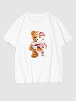 Halloween Skeleton Bear Print Drop Shoulder T Shirt 2xl White