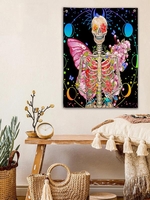 Halloween Skeleton Floral Butterfly Pattern Wall Hanging Tapestry