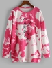 Halloween Skeleton Graphic Tie Dye Sweatshirt S Rose red