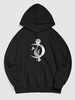 Halloween Skeleton Hand Holding Rose and Moon Pullover Hoodie S Black