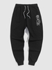 Halloween Skeleton Hand Holding Rose Printed Drawstring Sweatpants S Black