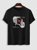 Halloween Skeleton Hand Playing Card Pattern Short Sleeves T-shirt S Black