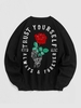 Halloween Skeleton Hand Rose Pattern Sweatshirt L Black