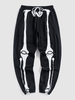 Halloween Skeleton Pattern Drawstring Sweatpants 2xl Black