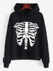 Halloween Skeleton Print Hoodie L Black