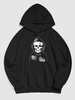 Halloween Skull and Skeleton Hands Pattern Drawstring Hoodie M Black