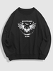 Halloween Skull Bat Graphic Print Y2K Aesthetic Sweatshirt S Black