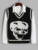Halloween Skull Cricket Sweater Vest Xl Black