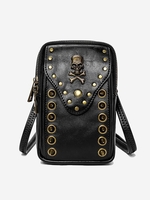 Halloween Skull Rivet Studded Phone Crossbody Bag