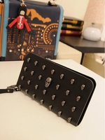 Halloween Skulls Decor Long Zipper Clutch Wallet