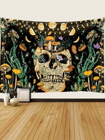Halloween SKulls Mushroom Pattern Wall Hanging Tapestry
