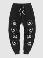Halloween Skulls Pattern Sports Jogger Pants L Black