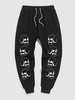 Halloween Skulls Pattern Sports Jogger Pants S Black