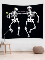 Halloween Slogan and Skull Print Tapestry
