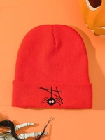 Halloween Spider Embroidered Beanie Hat