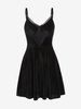 Halloween Spider Web Lace Panel Velvet Cami Mini Dress L Black