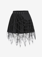 Halloween Spider Web Lace Sharkbite Hem Skirt S Black