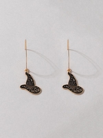 Halloween Star Moon Pattern Wizard Hat Pendant Drop Earrings