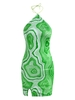 Halter Abstract Print Split Hem Slinky Bodycon Dress S Green