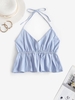 Halter Backless Peplum Top L Light blue