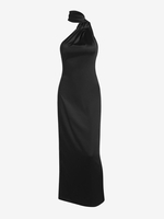 Halter Backless Slit Maxi Dress S Black