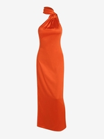 Halter Backless Slit Maxi Dress S Orange