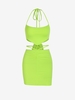 Halter Bandana Top with Midriff Flossing Skirt Set S Green