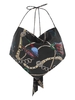 Halter Baroque Chain Print Satin Bandana Top M Black