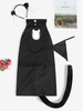 Halter Bell Embellish Cat Costume Black