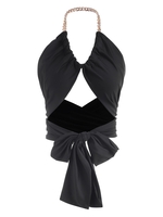 Halter Chain Multi-way Cross Crop Top M Black