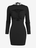 Halter Cinched Cut Out Bodycon Dress L Black