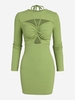 Halter Cinched Cut Out Bodycon Dress L Green