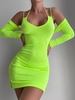 Halter Cold Shoulder Jersey Neon Slinky Dress M Green