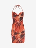 Halter Cowl Front Backless Bodycon Dress S Coffee