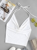 Halter Cowl Neck Backless Top S White