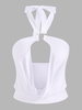 Halter Cowl Neck Cutout Metal Top L White