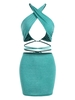 Halter Criss Cross Bodycon Skirt Set S Green