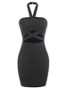 Halter Criss Cross Cutout Bodycon Dress M Black