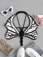 Halter Crochet Knit Butterfly-shaped Top M White