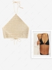 Halter Crochet Knit Crop Top With Metal Body Chain Light coffee